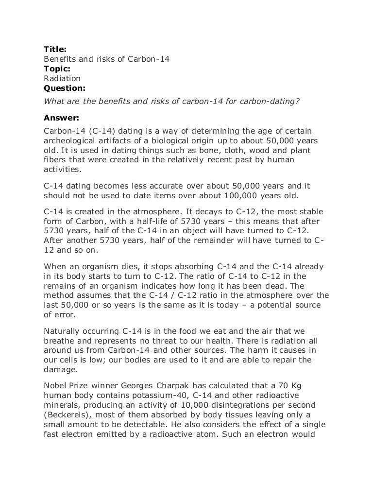 Carbon dating risks